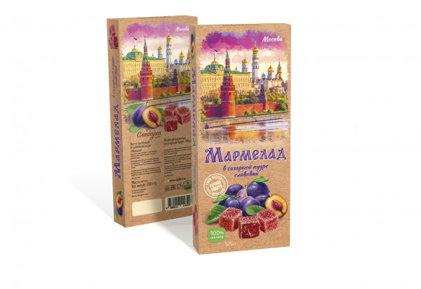 №2 Сладарт Мармелад Сливовый МОСКВА в сахарной пудре (642), 200г   в Новоуральске