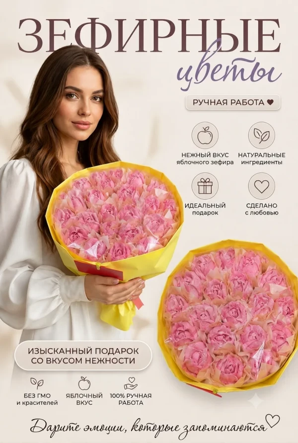 №1 Букет Зефирный Размер XL розовый,350г в Новоуральске