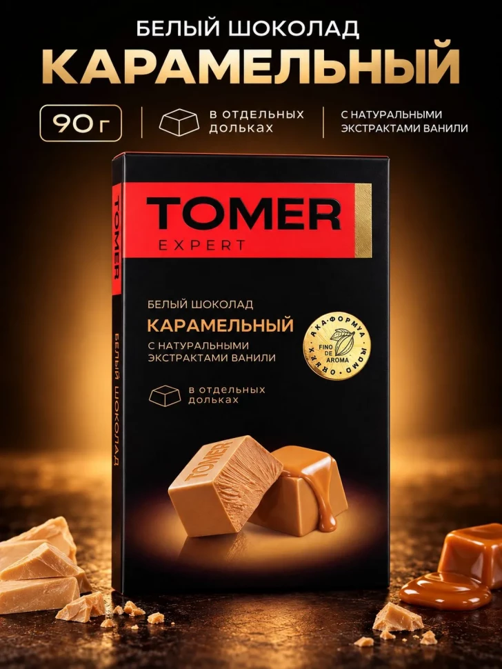  Фабрика Томер  Белый шоколад КАРАМЕЛЬНЫЙ, 90г  в Новоуральске