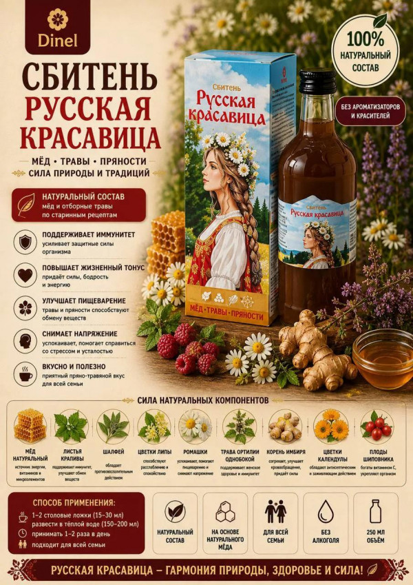 №3 Сбитень Русская красавица, 250мл в Новоуральске