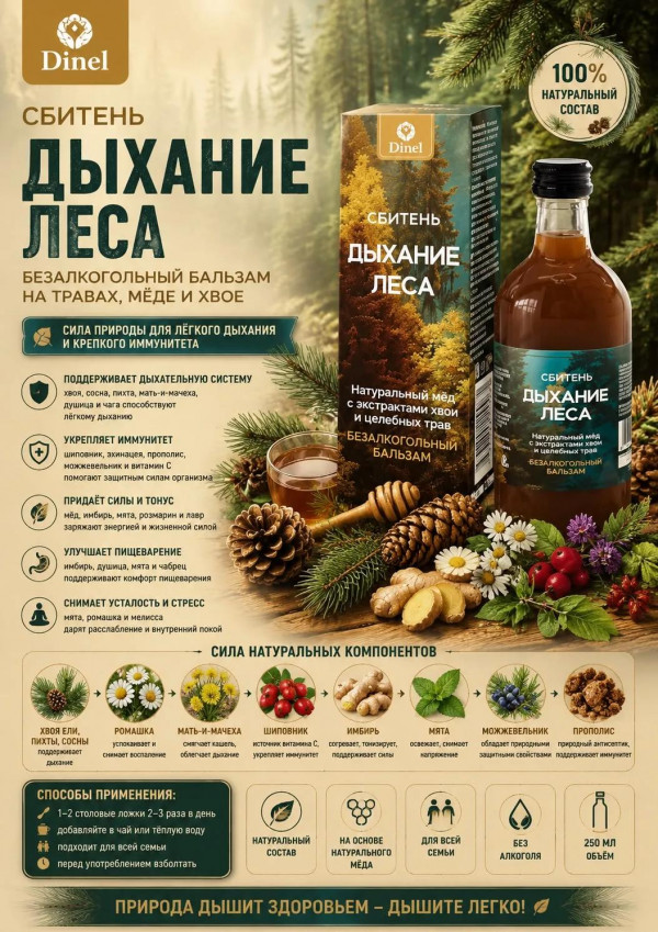 №3 Сбитень Дыхание леса, 250мл  в Новоуральске